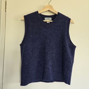 Vintage Blue V-Neck Sweater Vest Women's L